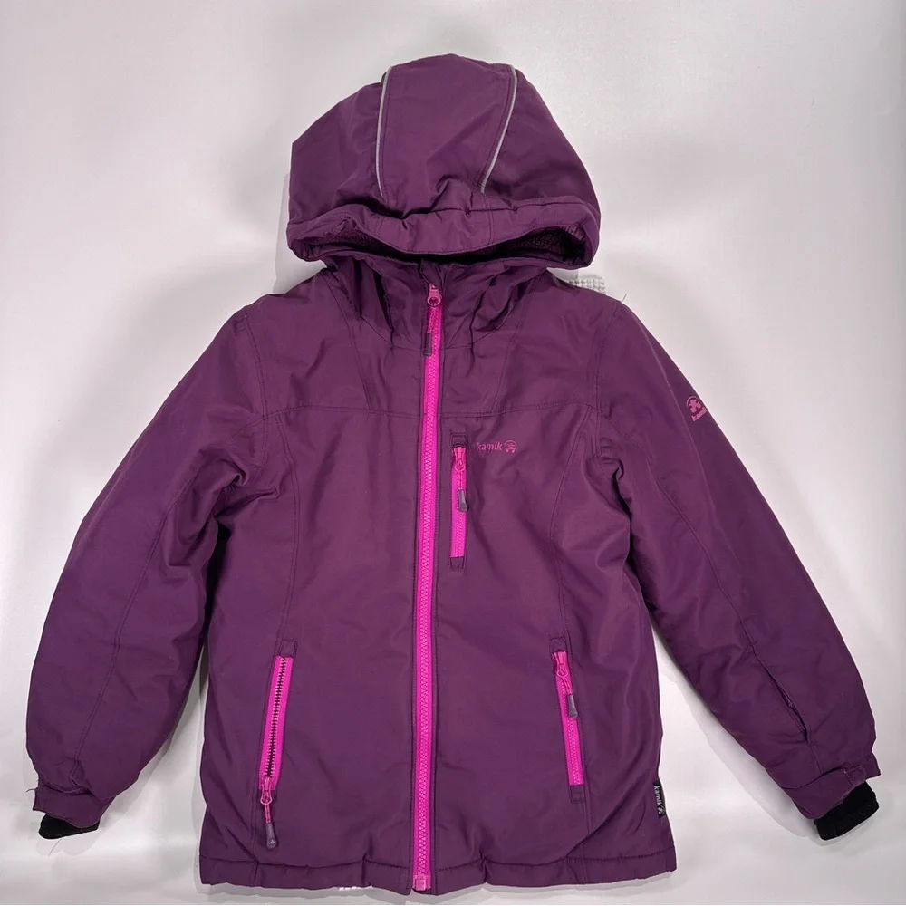 Kamik Girls Insulated Winter Jacket Purple Pink Hooded Size 7